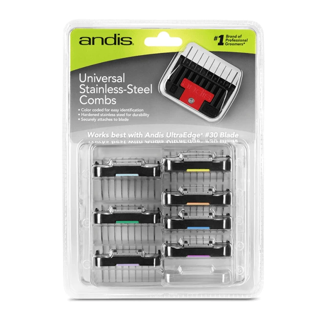 Andis Andis Universal Stainless Steel Attachment Combs - Set of 8 Andis Andis Universal Stainless Steel Attachment Combs - Set Of 8 -Dog Groomers Shop andis universal stainless steel attachment combs set of 8 p15833 10208 medium