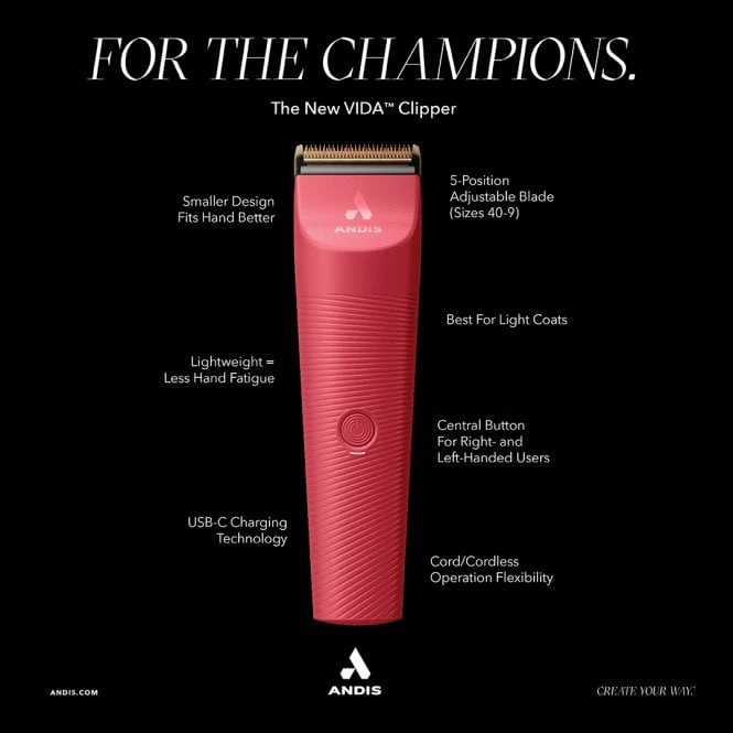 Andis Andis Vida Cordless Clipper - Raspberry Andis Andis Vida Cordless Clipper - Raspberry -Dog Groomers Shop andis vida cordless clipper raspberry p17683 12197 medium