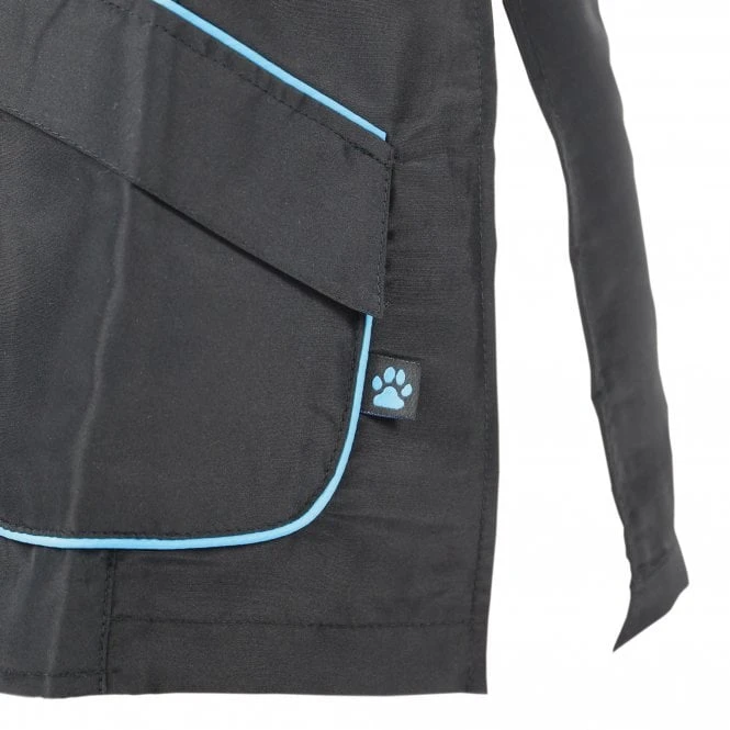 Groomers Mandarin Collar Jacket - Black with Blue Piping Groomers Mandarin Collar Jacket - Black With Blue Piping -Dog Groomers Shop groomers mandarin collar jacket black with blue piping p10335 12645 medium
