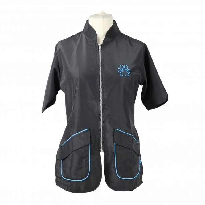Groomers Mandarin Collar Jacket - Black with Blue Piping Groomers Mandarin Collar Jacket - Black With Blue Piping -Dog Groomers Shop groomers mandarin collar jacket black with blue piping p10335 12723 medium