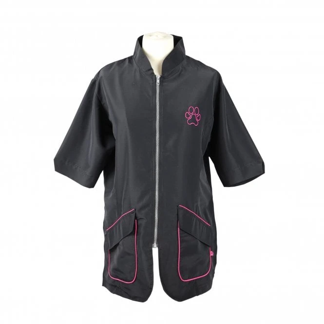 Groomers Mandarin Collar Jacket - Black with Pink Piping Groomers Mandarin Collar Jacket - Black With Pink Piping -Dog Groomers Shop groomers mandarin collar jacket black with pink piping p10336 12725 medium